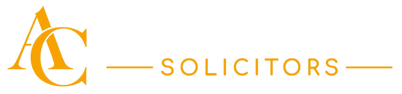 A C Solicitors logo in gold with stylised letters