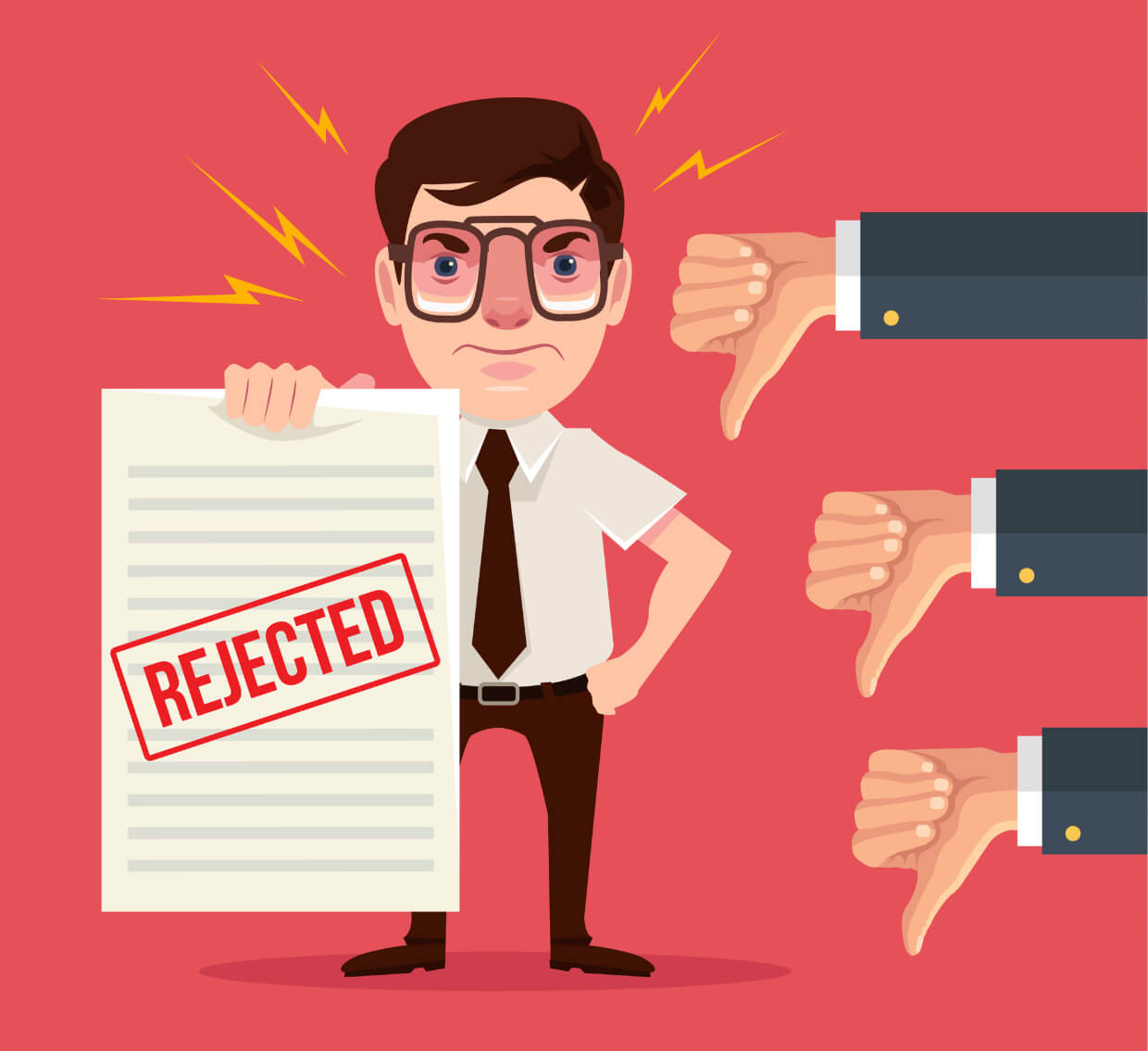 Abbey Court Solicitors | Rejected by Another FirmBusinessman holding rejected document with disapproving thumbs down Businessman holding rejected document with disapproving thumbs down