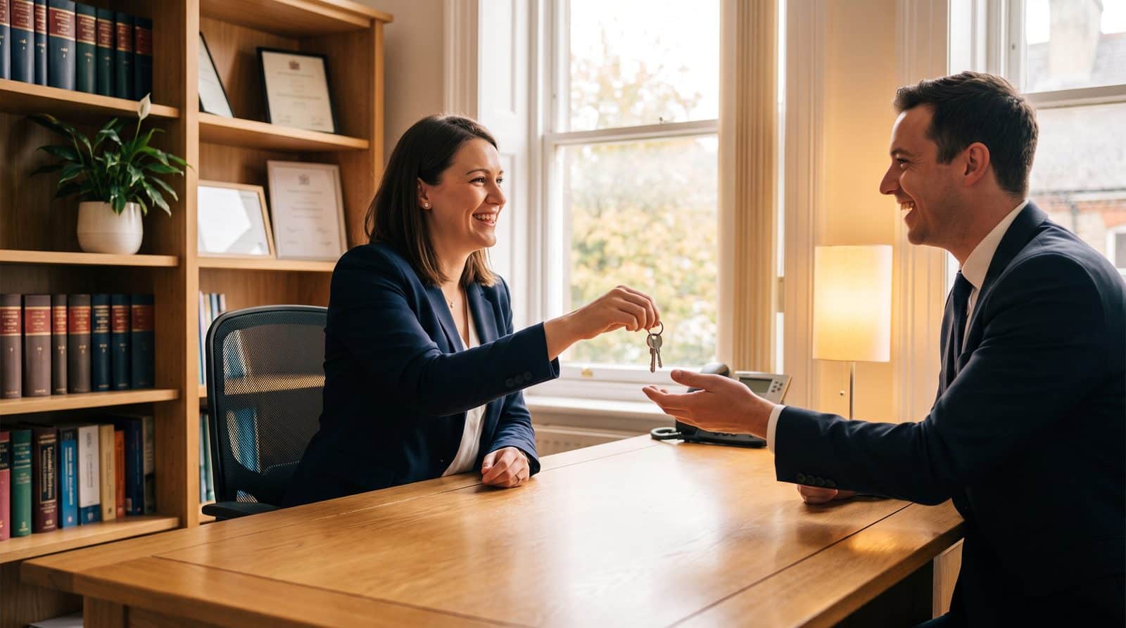Abbey Court Solicitors | How Long Does Conveyancing Take in the UK? (2026 Timeline)Conveyancing solicitor in Accrington handing over keys on completion day Conveyancing solicitor in Accrington handing over keys on completion day