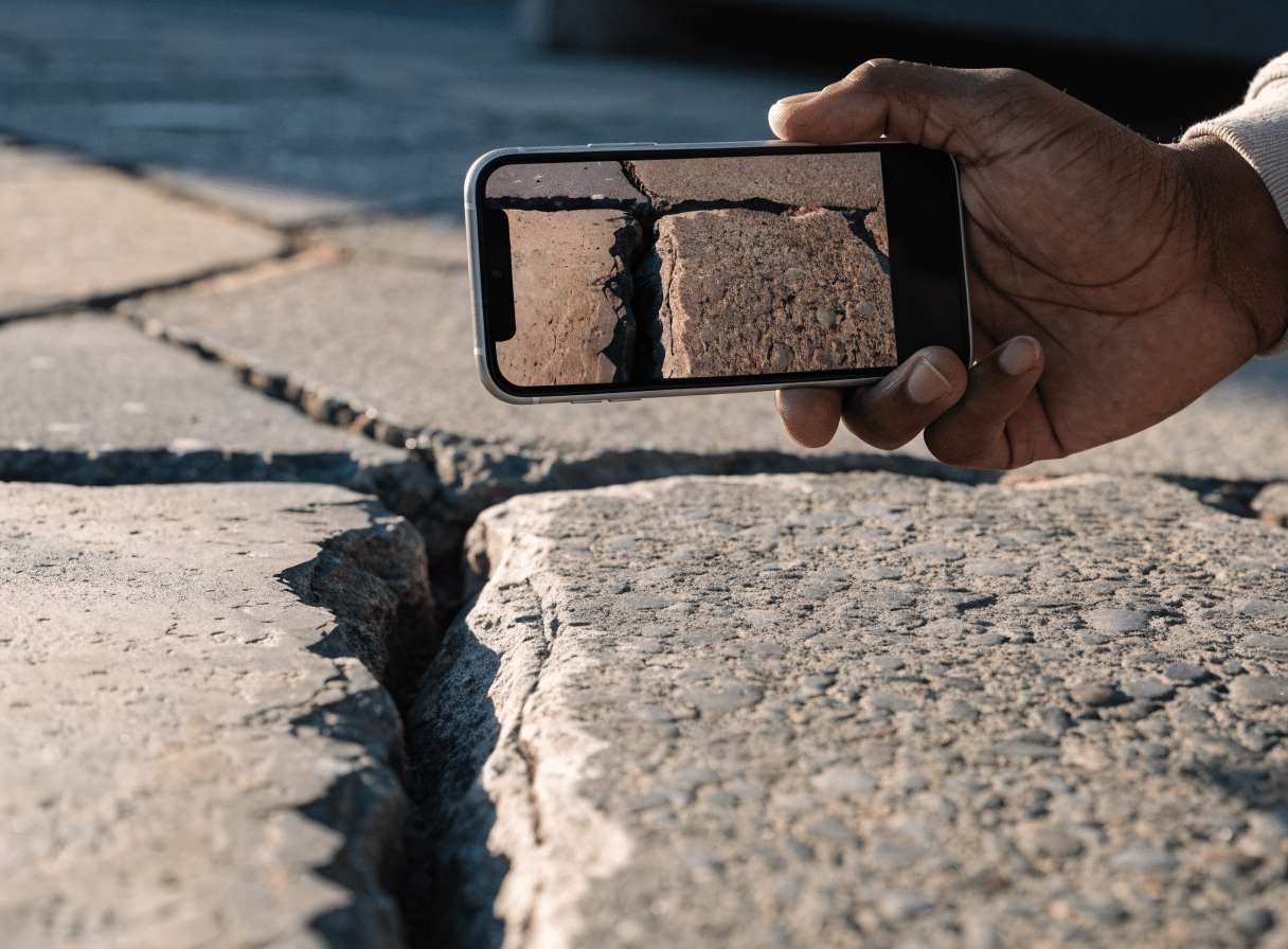 Abbey Court Solicitors | What to Do After a Slip or Trip Accident: A Step-by-Step GuidePerson photographing a cracked pavement after a trip accident Person photographing a cracked pavement after a trip accident